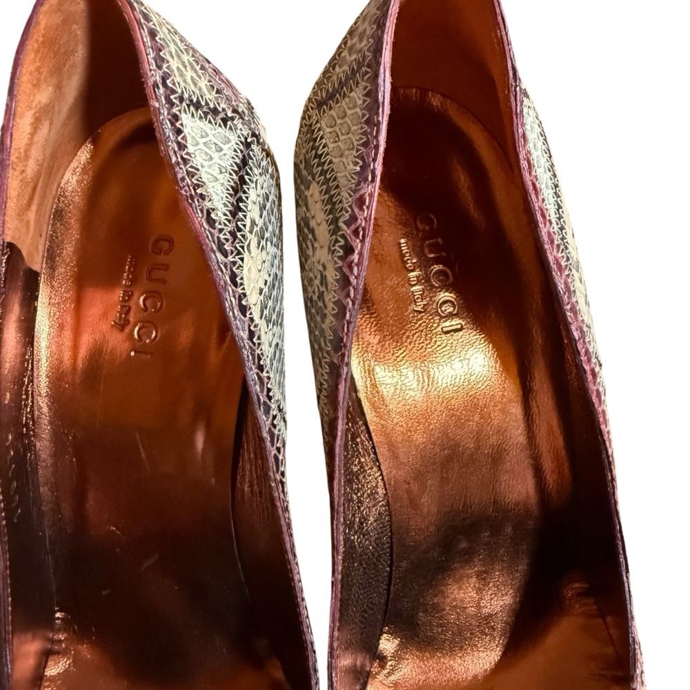 Gucci Python Snakeskin Patchwork Pumps Pointed To… - image 8